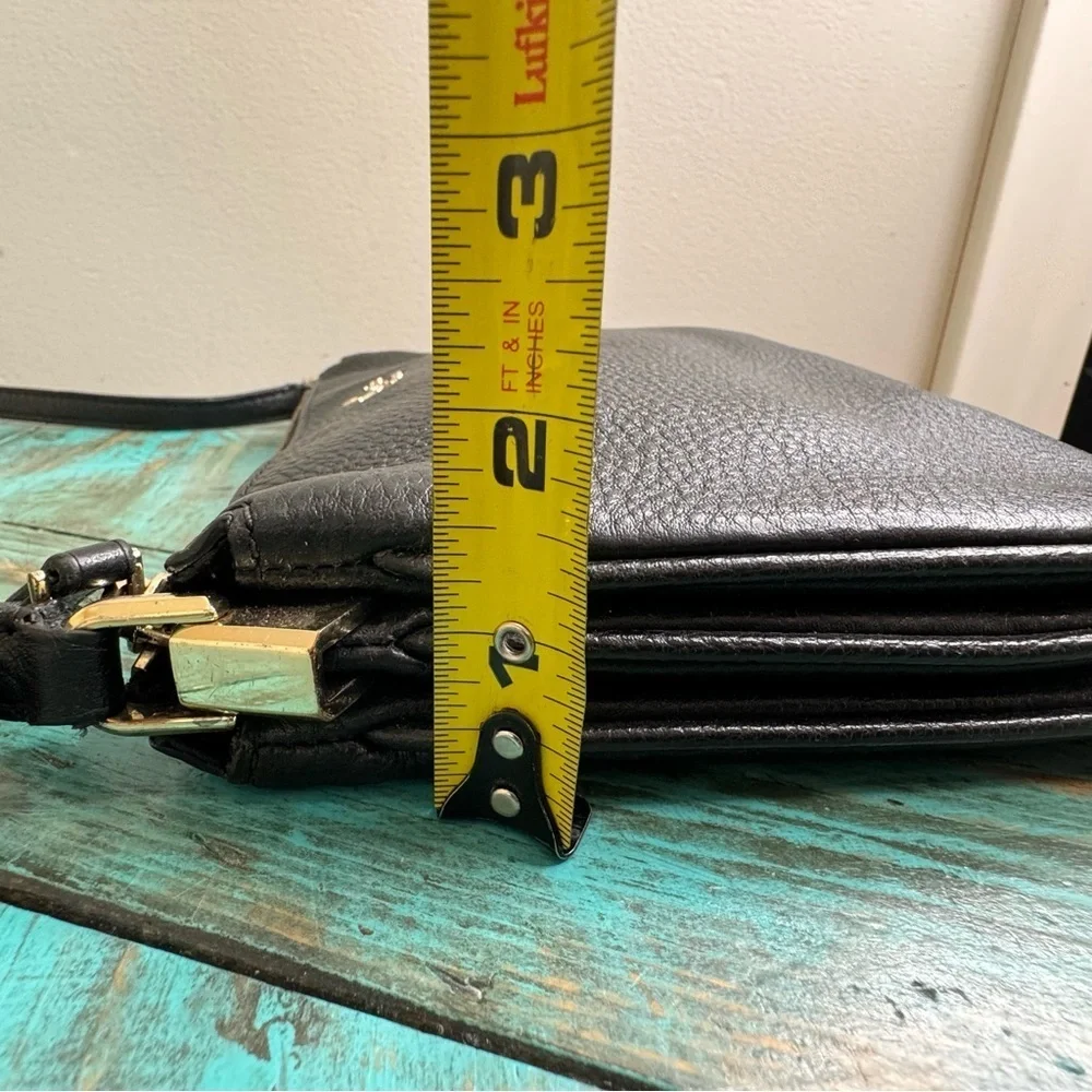 Kate Spade Triple Gusset Crossbody Handbag Black Pebble Leather $279 - Picture 9 of 13